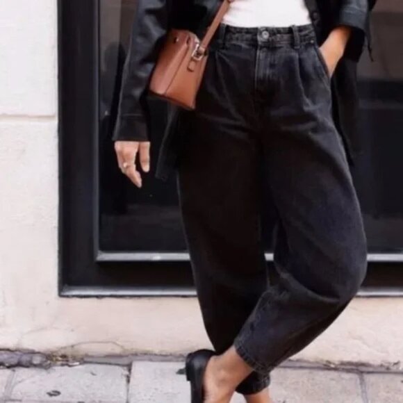 Zara Women's Paperbag Waist Relaxed Fit Jeans- Size 30 - Picture 4 of 14